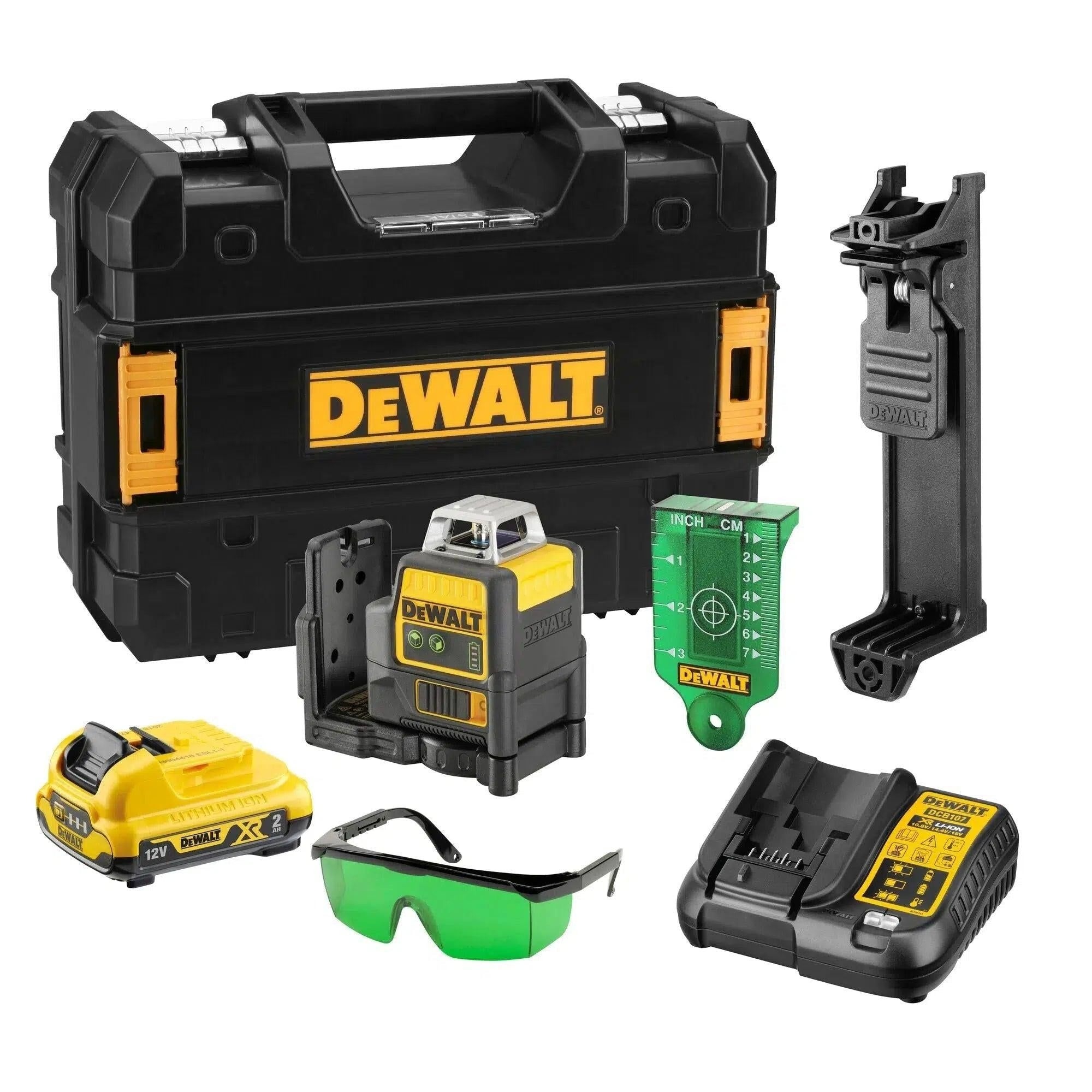 DeWalt DCE0811D1G-QW DCE0811D1G Self-levelling Cross Line Laser 360 degrees Green Beam 10,8V 2,0Ah Li-Ion