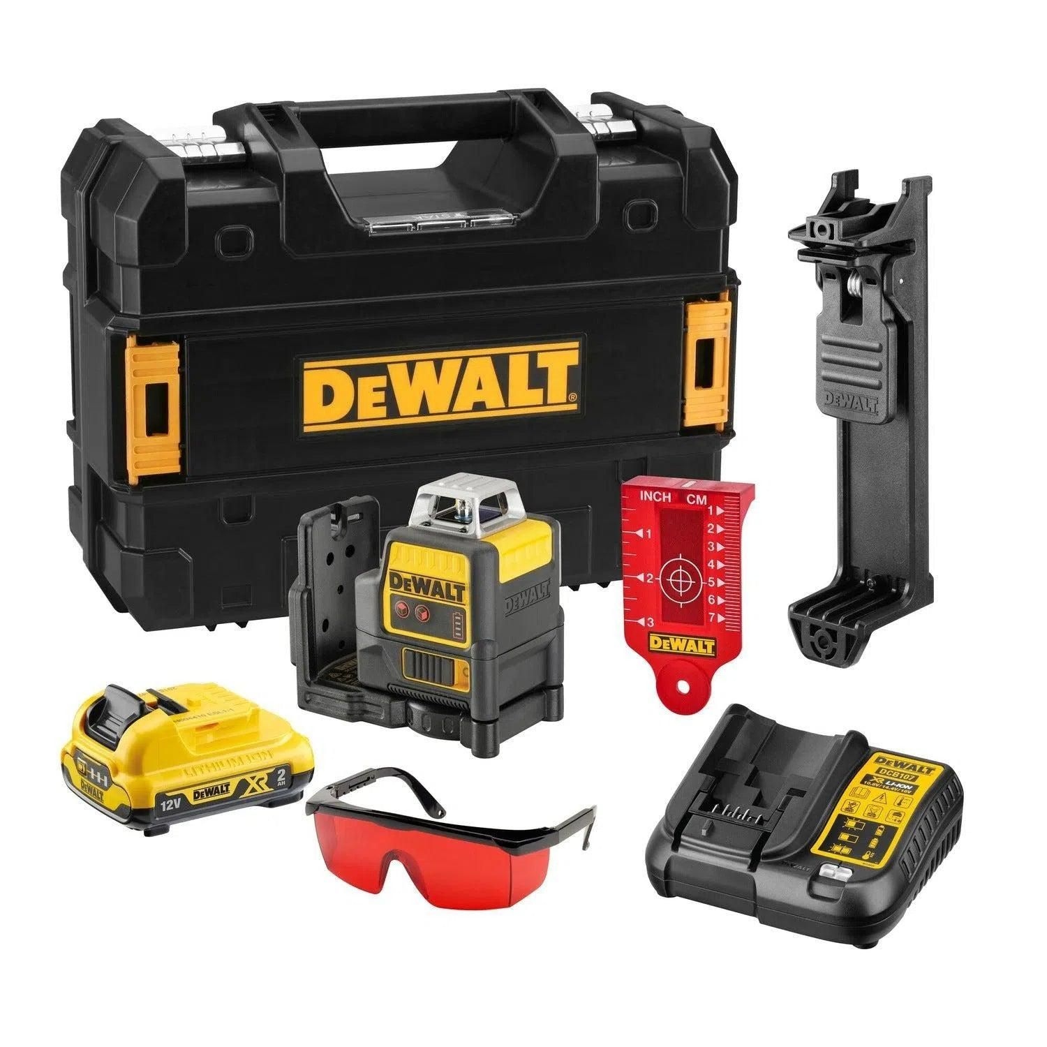 DeWalt DCE0811D1R-QW DCE0811D1R Self-levelling Cross Line Laser 360 degrees Red Beam 10,8V 2,0Ah Li-Ion