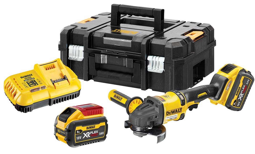 DeWALT DCG418X2-QW XR FlexVolt 54 Volt 9.0Ah Li-Ion Angle Grinder 125mm
