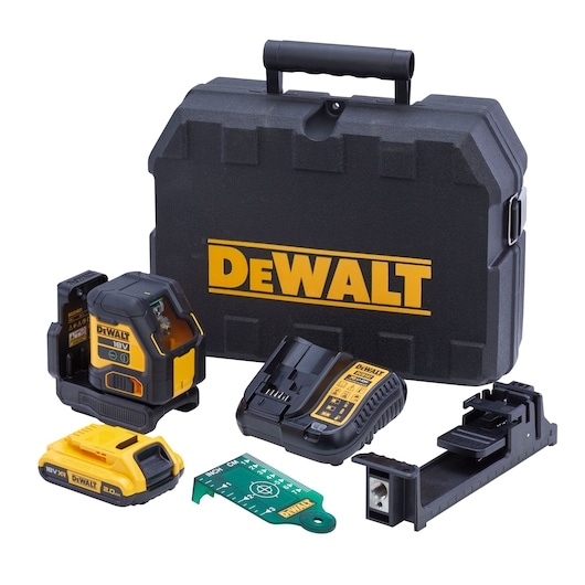 DeWalt DCLE34021D1-QW 18V Cross Line Laser Compact, 1x2Ah - Green