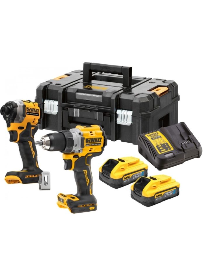 DeWALT DCK2051H2T-QW Comboset 18V 5.0Ah PowerStack Cordless Drill DCD800 + Impact Driver DCF850