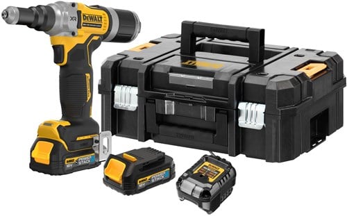 DeWALT DCF414E2GT-QW Battery rivet gun 6.3 mm 18V XR 2x 1.7 Ah and charger in case