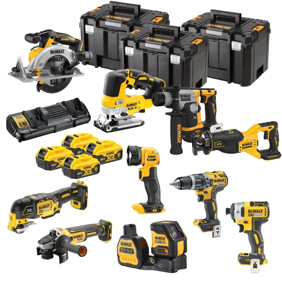 DeWALT DCK1012P4T-QW 10-piece Combopack XR 18 Volt 5.0 Ah Li-Ion incl. 4 batteries