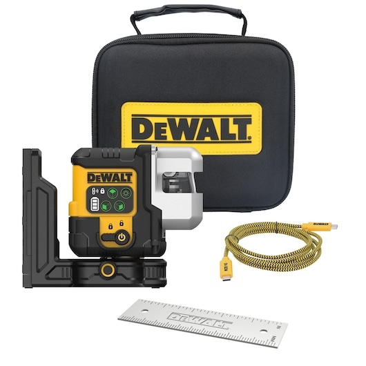 DeWalt DCLE14301GB-XJ Cross line laser 3x180° green with USB-C charging port