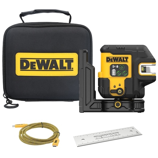 DeWalt DCLE14251GB-XJ Cross line laser + 5 Spot green with USB-C charging port 