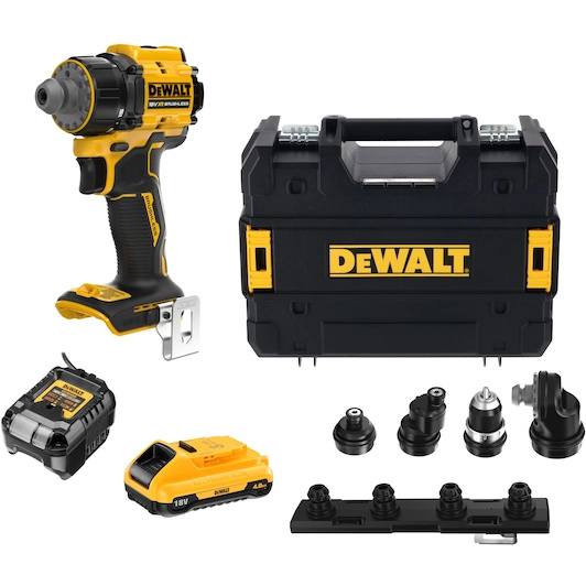 DeWALT DCD803M1T-QW​ XR Multi-head cordless screwdriver/drill 1x 18V 4.0Ah battery and charger in box