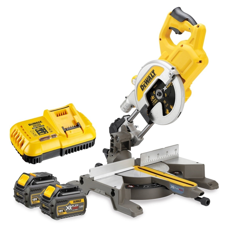 DeWALT DCS777T2-QW XR FlexVolt 54 Volt 6.0Ah Li-Ion Crosscut and mitre saw 216 mm
