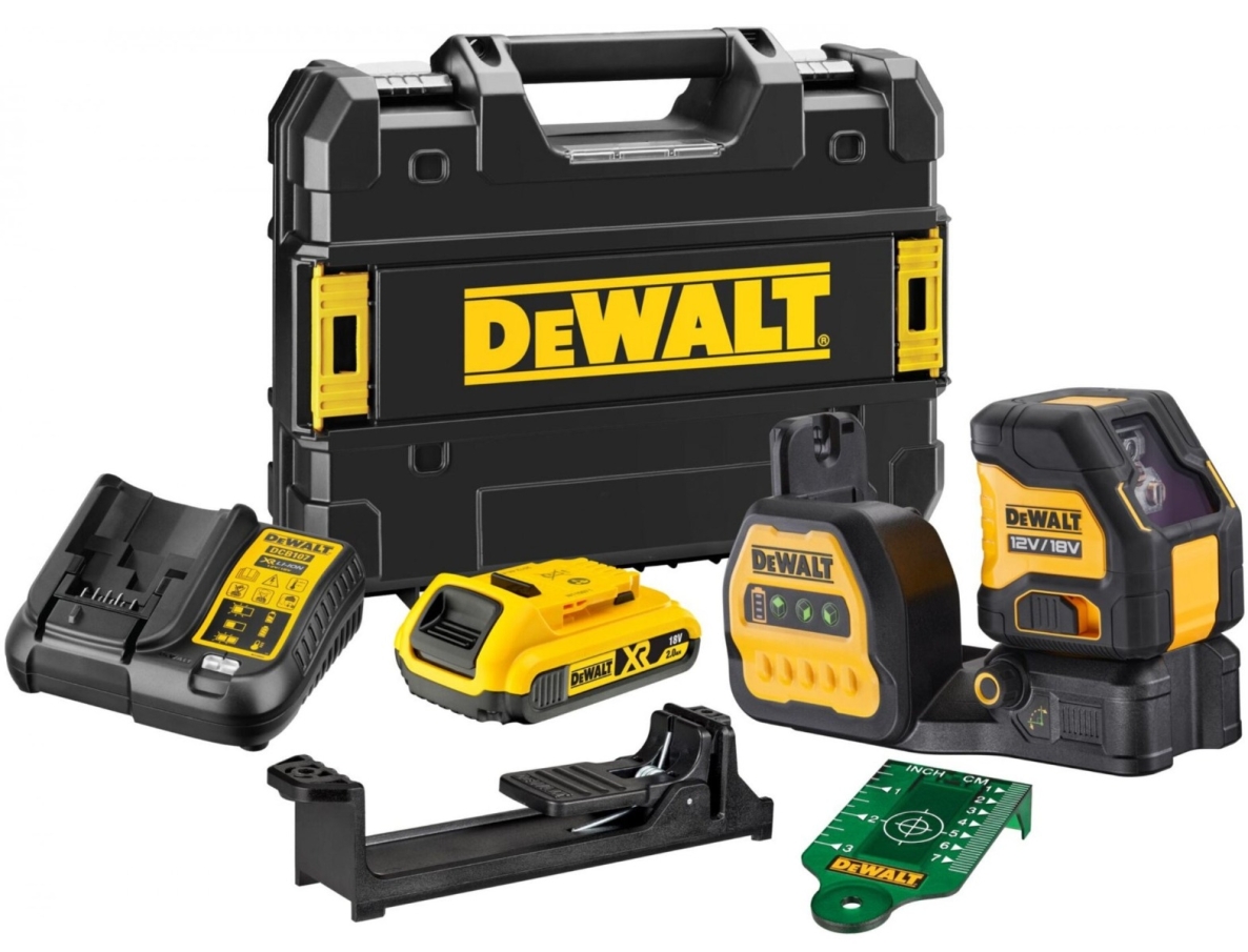 DeWalt DCE088D1G18-QW Self-Leveling Cross Line Laser Green Beam 12/18V 2.0Ah XR Li-Ion