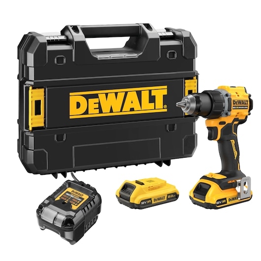 DeWalt DCD794D2T-QW 18V XR Brushless Compact screwdriver/drill 2x 2.0Ah battery and charger in TSTAK case