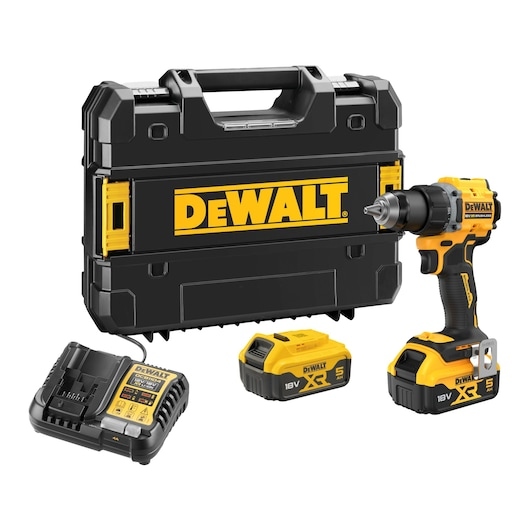 DeWalt DCD794P2T-QW 18V XR Brushless Compact screwdriver/drill 2x 5.0Ah battery and charger in TSTAK case