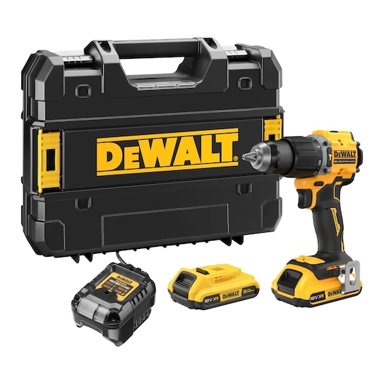 DeWalt DCD799D2T-QW 18V XR Brushless Compact screw/hammer drill 2x 2.0Ah battery and charger in TSTAK case
