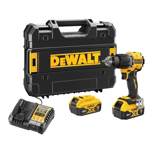 DeWalt DCD799P2T-QW 18V XR Brushless Compact screw/hammer drill 2x 5.0 Ah battery and charger in TSTAK case