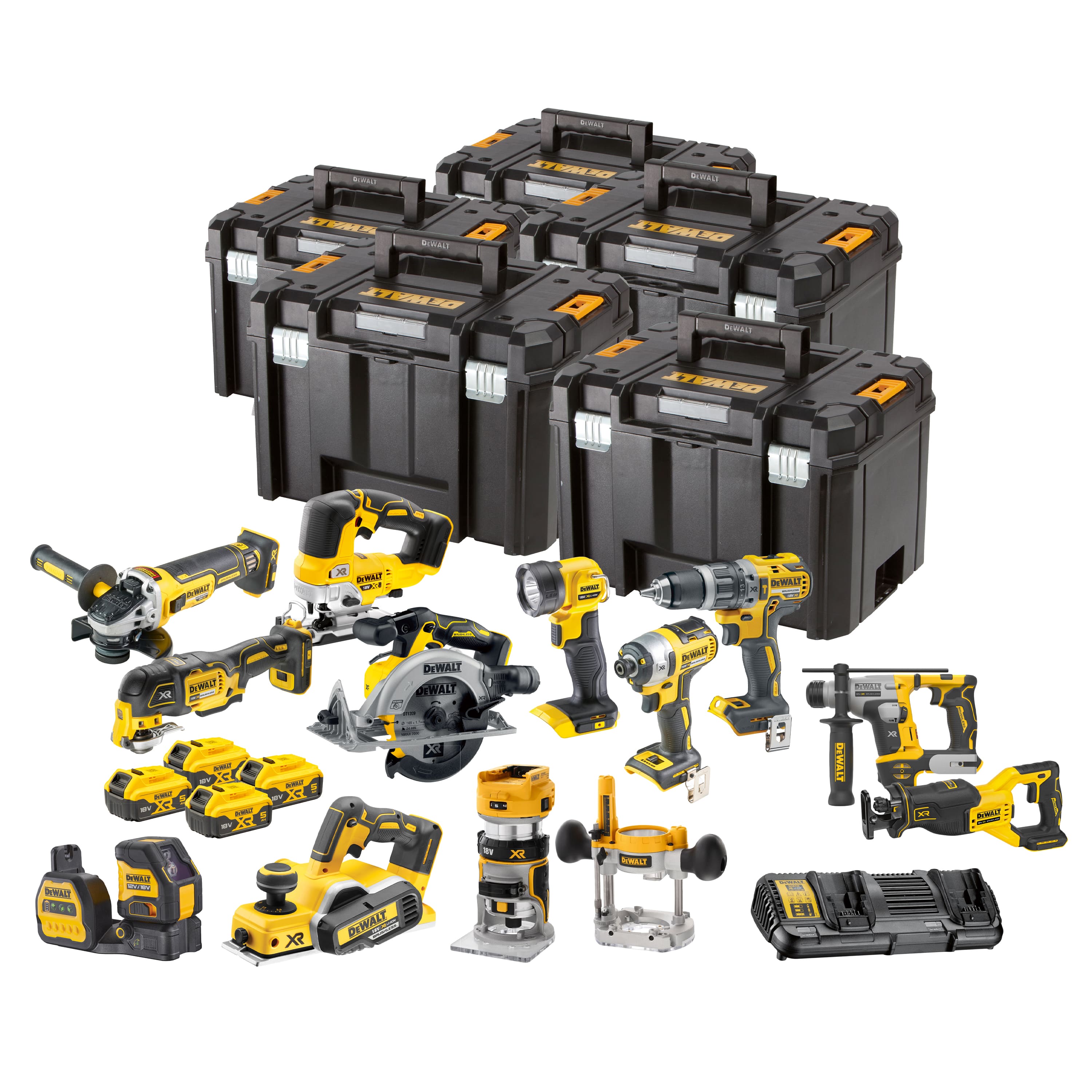 DeWALT DCK1014P4T 12-piece Combopack XR 18 Volt 5.0 Ah Li-Ion incl. 4 batteries + 5 year dealer warranty!