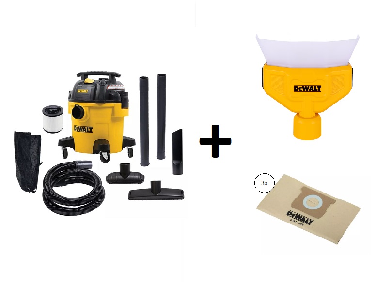 DeWALT DXV20PB 20L Wet/Dry Vacuum cleaner + filter bags and Dust collector