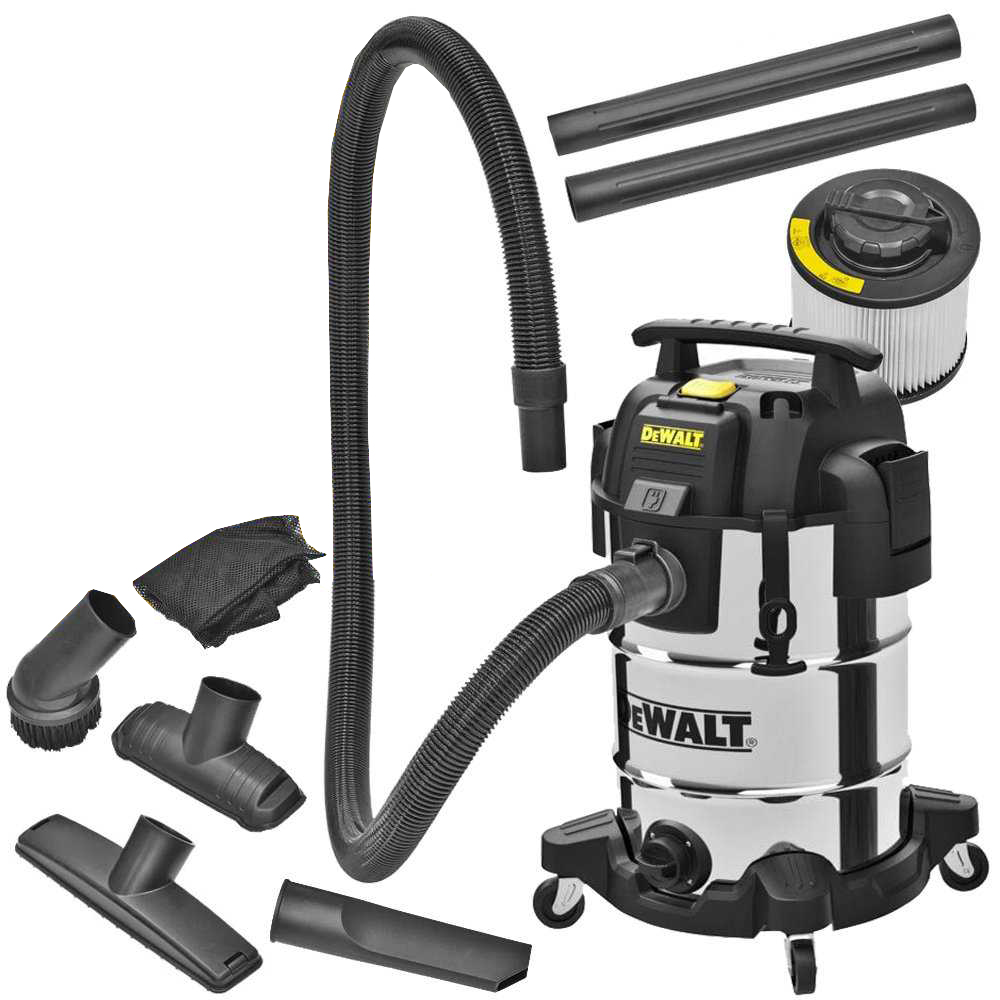 DeWALT DXV30SAPTA Stainless Steel 30L Wet/Dry Vacuum Cleaner with PTA