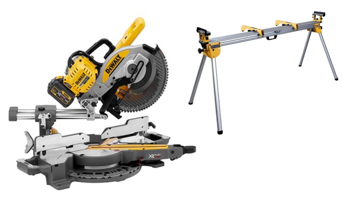 DeWalt DCS727T2SET-QW XR FlexVolt 54 Volt 6.0Ah Li-Ion Crosscut and mitre saw 250 mm + DE7023 Stand
