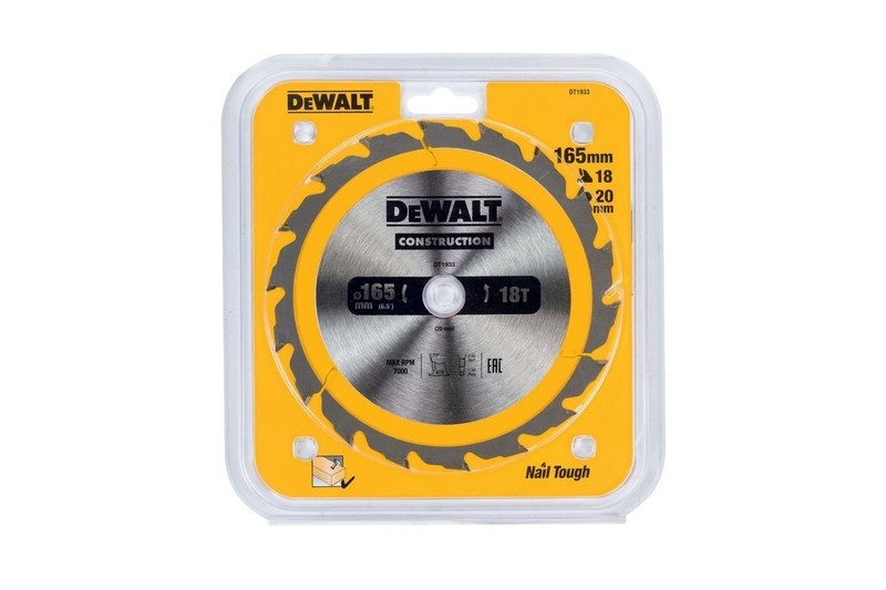 DeWALT Accessories DT1933-QZ Circular saw blade 165 x 20 mm 18T ATB 20°