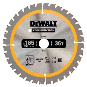 DeWalt Accessories DT1950-QZ Circular saw blade 165 x 20 mm 36T FTOP 3°