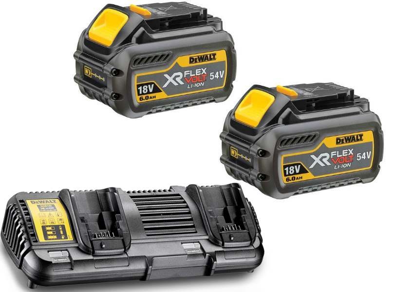 DeWALT Accessories DCB132T2-QW DCB132T2 FlexVolt Starter Kit - 2 x FlexVolt Battery 54V 6.0Ah Li-Ion + DCB132 Dual Charger