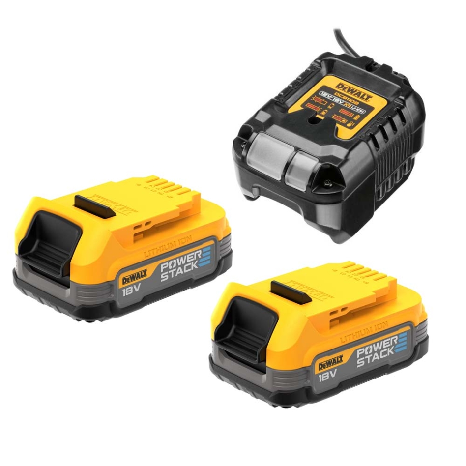 DeWALT Accessories DCB1102E2-QW PowerStack Starter Kit - 2 x 18V XR POWERSTACK battery + DCB1102 charger