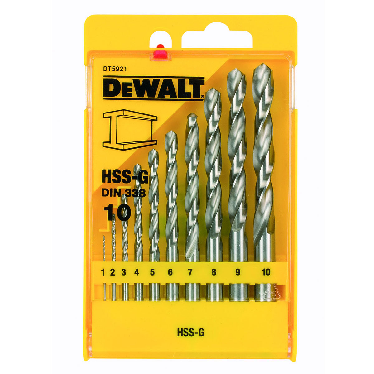 DeWalt Accessories DT5921-QZ DT5921 10 pcs. HSS-G drill bit set in plastic box