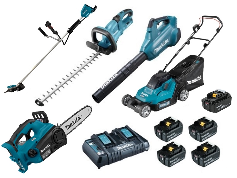 Makita DLXOPE 2 x 18V 5.0Ah Li-Ion cordless garden set 5 pieces