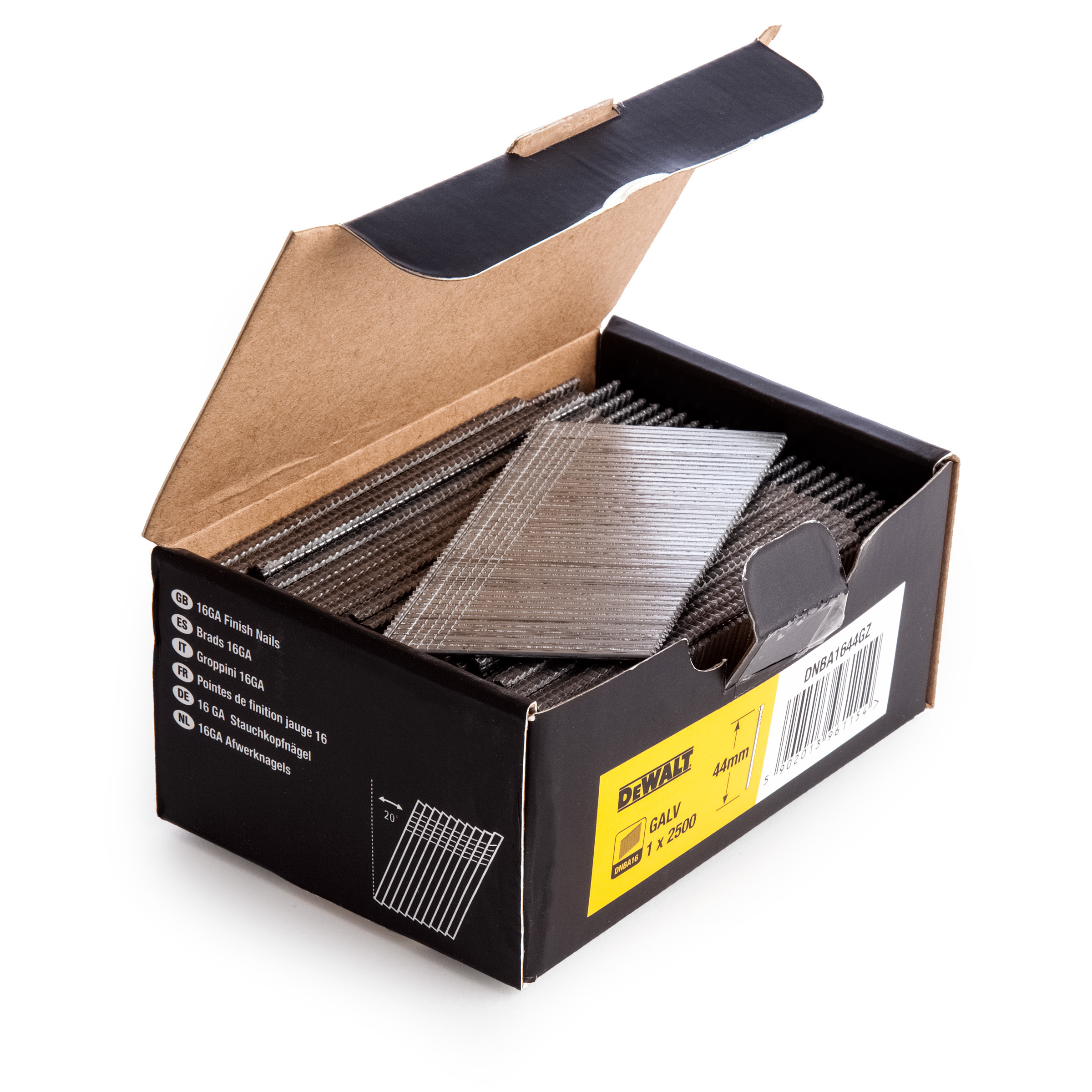 DeWalt Accessories DNBA1650GZ Strip nails, 50mm, 16 gauge, angled 20°, galva, 2500 pcs.