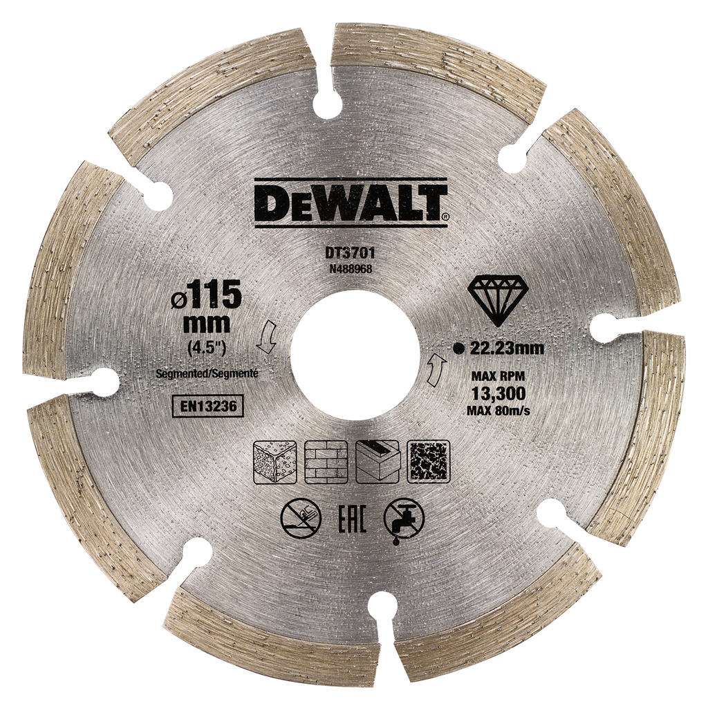 DeWALT Accessories DT3701-QZ Segmented Diamond saw blade 115 x 22.2mm for dry cutting