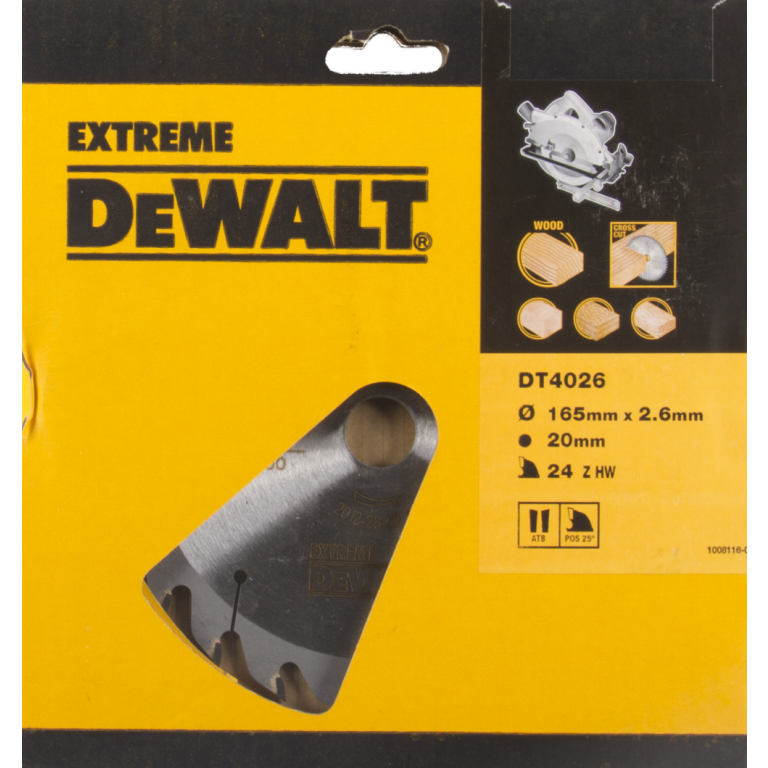 DeWalt Accessories DT4026-QZ Carbide tipped circular saw blade 165 x 20 24T
