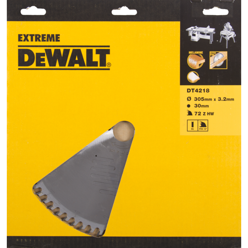 DeWalt Accessories DT4218-QZ TCT Circular saw blade, 305 x 30 x 72T HZ, 10°, Melamine