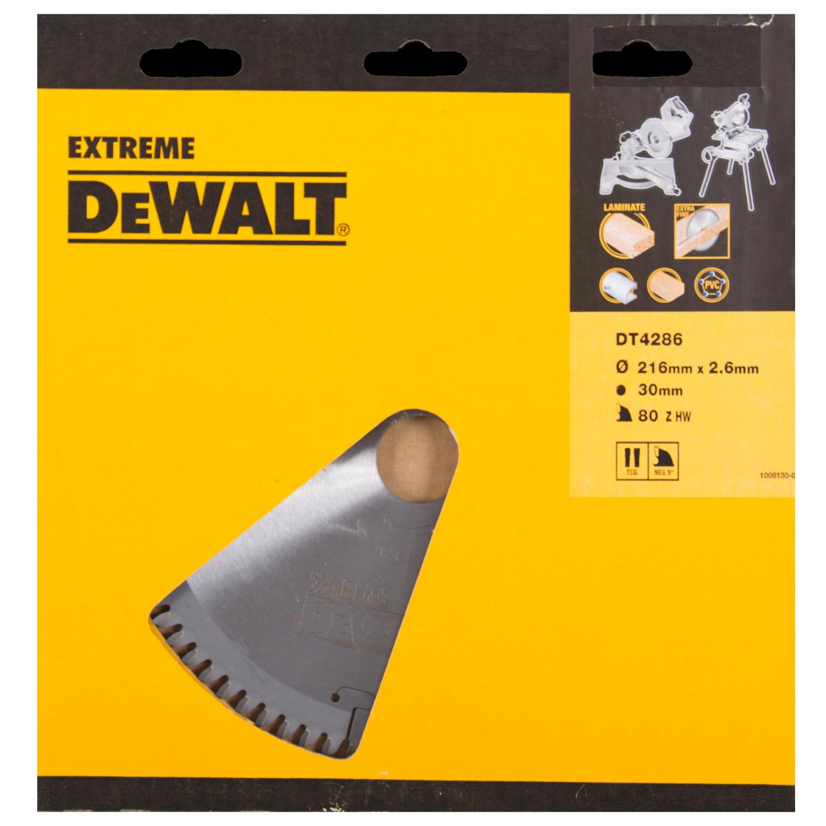 DeWalt Accessories DT4286-QZ DT4286 HM saw blade 216 x 30 x 80T trapezoidal, negative 5°