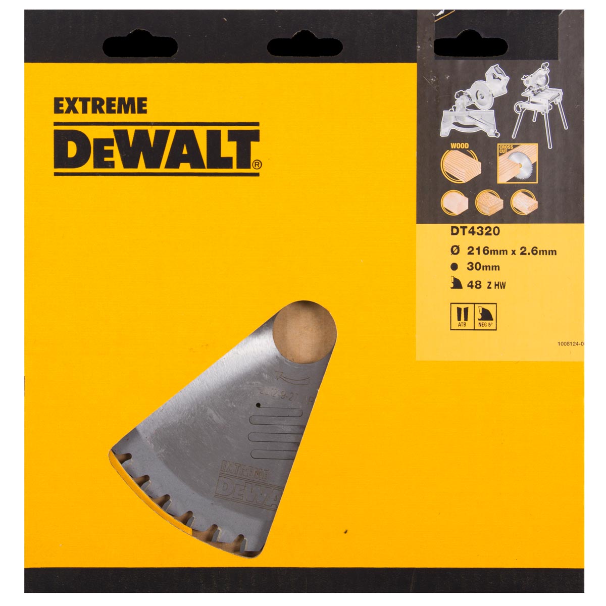DeWalt Accessories DT4320-QZ DT4320 HM saw blade 216 x 30 x 48T interchangeable tooth, negative 5°