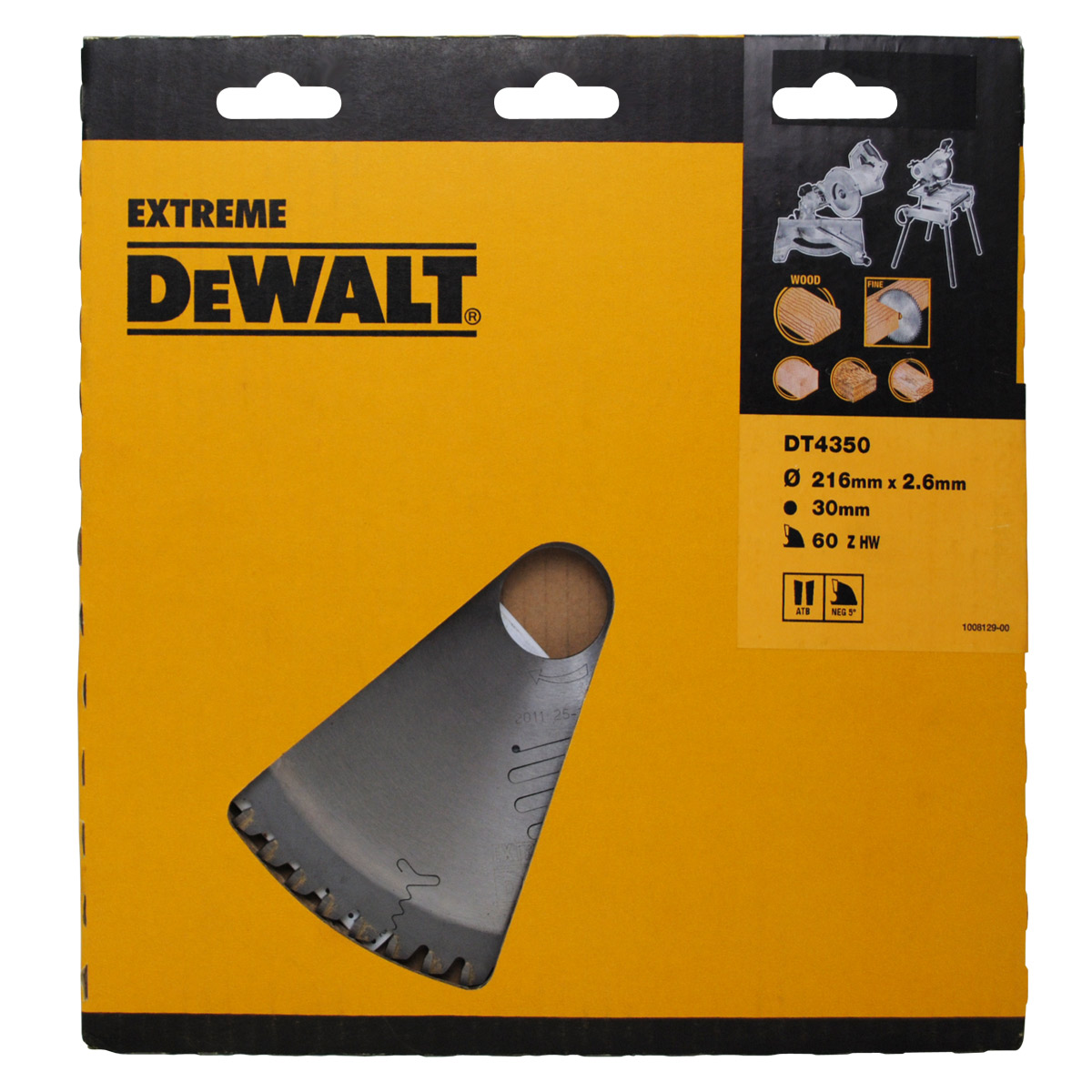 DeWalt Accessories DT4350-QZ DT4350 HM saw blade 216 x 30 x 60T interchangeable tooth, negative 5°