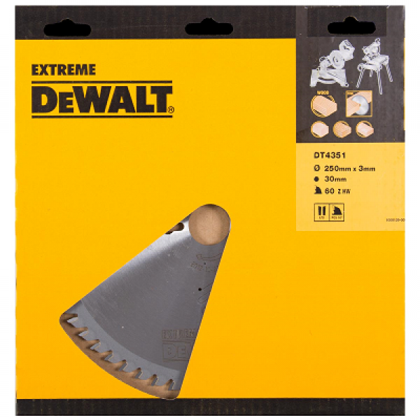 DeWalt Accessories DT4351-QZ TCT Circular saw blade, 250 x 30 x 60T, HZ, 10°, Trespa
