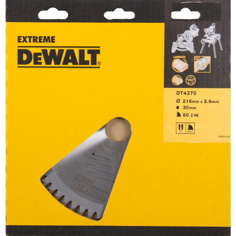 DeWalt Accessories DT4370-QZ DT4370 HM saw blade 216 x 30 x 60T trapezoidal, negative 5