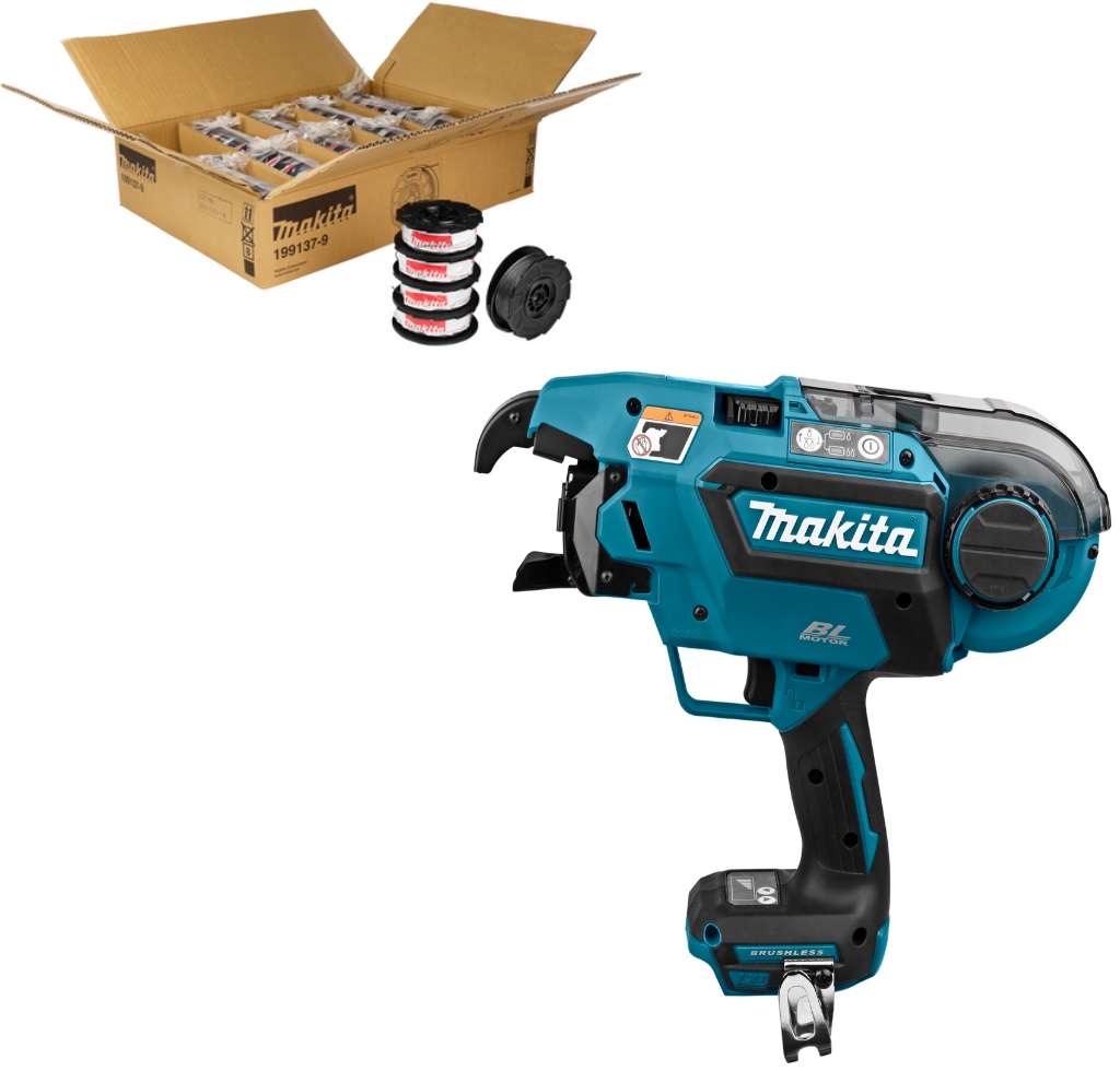 Makita DTR180ZJSET1 Makita SET OFFER 1 - 36 boxes of braiding wire 199137-9 + DTR180ZJ Battery Braiding Machine 14,4 - 18 Volt excl. batteries and charger + 5 year dealer warranty!