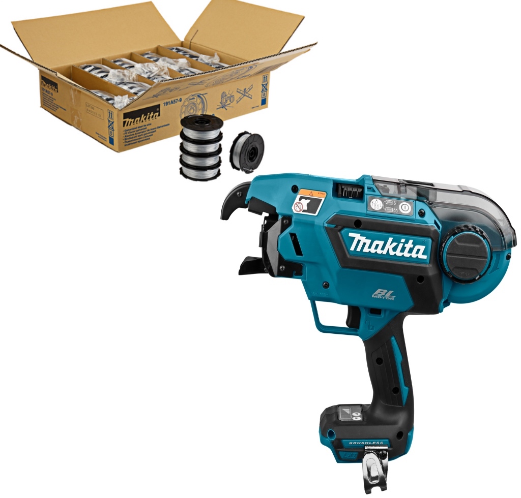 Makita DTR180ZJSET2 SET PART 2 - 36 boxes galvanized braid wire 191A57-9 + DTR180ZJ Battery Braiding Machine 14.4 - 18 Volt excl. batteries and charger + 5 year dealer warranty!