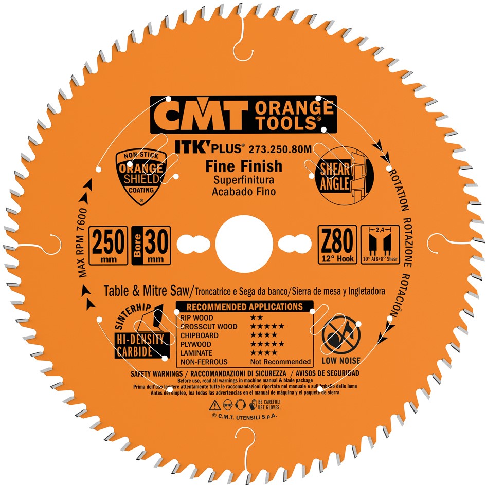 CMT 273.250.80M Ultra thin fine tooth Mitre saw blade 250 x 30 x 80T