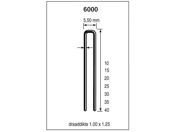 Dutack 5028034 Staple 6000 Series 40mm Zinc plated 5000 pcs