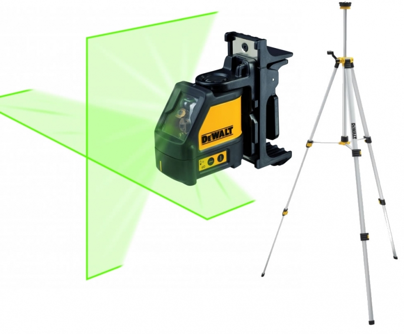 DeWalt DW088CGTRI Self-levelling Cross Line Laser Green + DE0881T Tripod