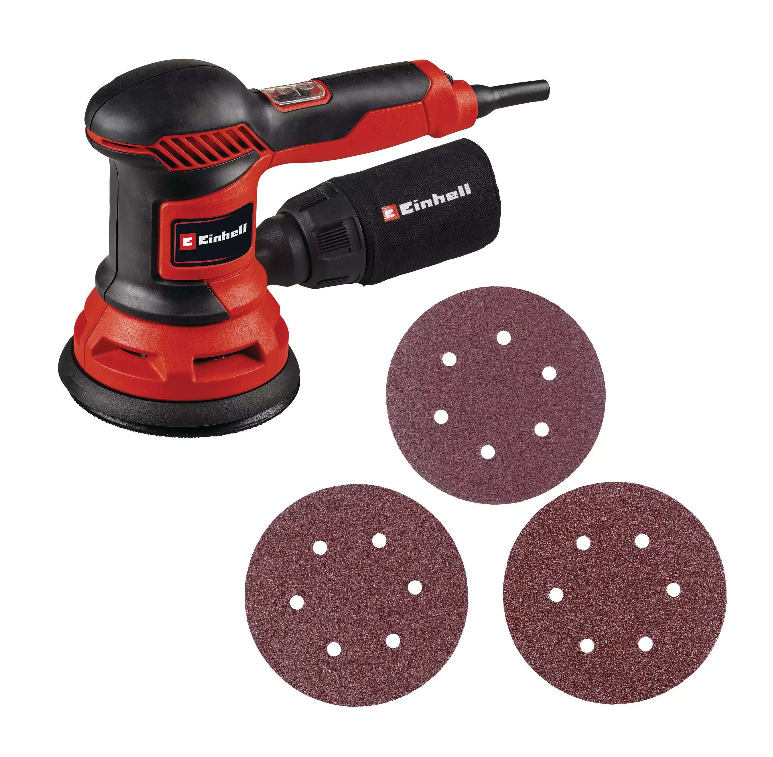 Einhell 4462005 TC-RS 425 E Eccentric Sander 125mm + sanding paper set 3-piece K60, K80, K120