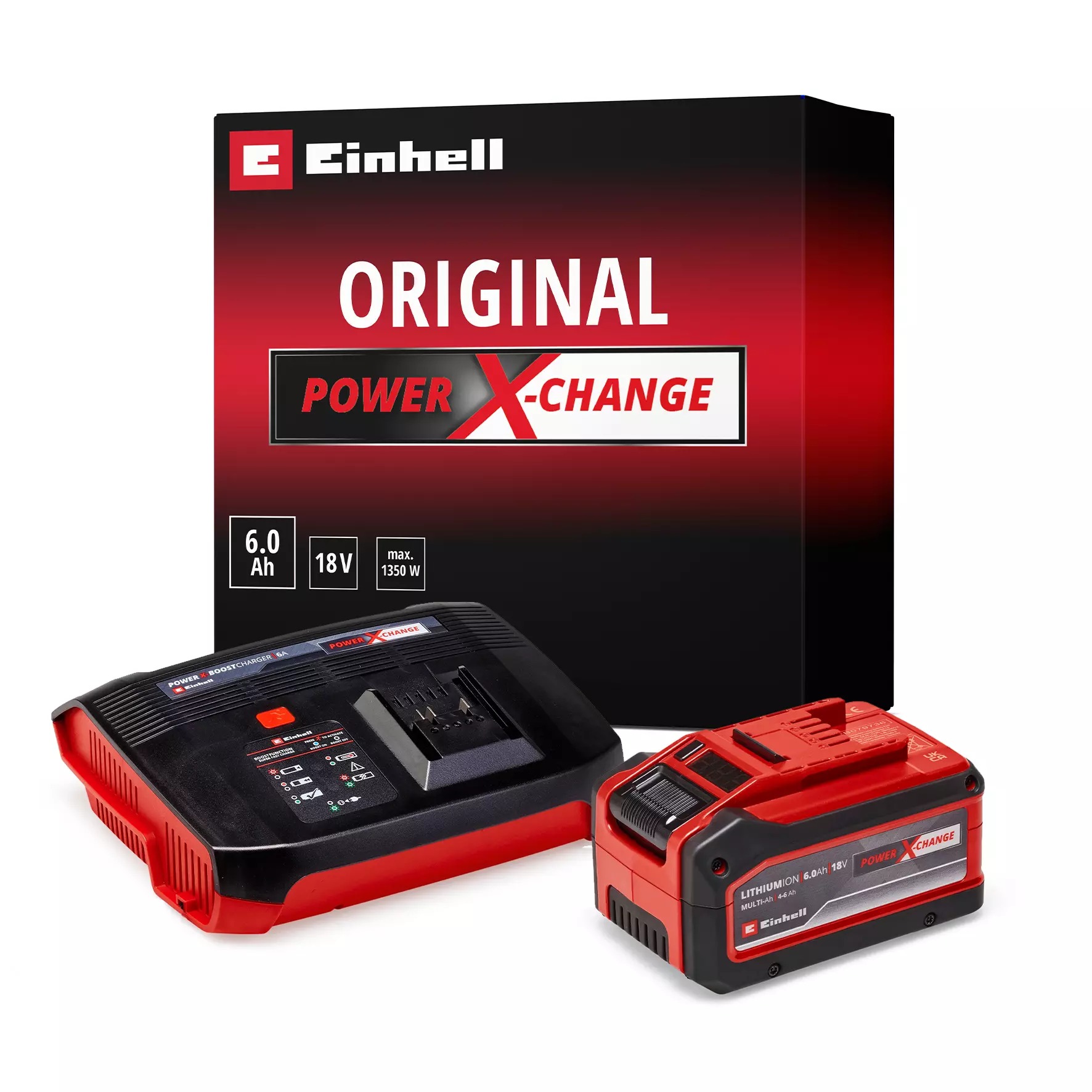 Einhell 4512143 PXC Starter Kit battery 18 V 4.0-6.0 Ah and quick charger in box