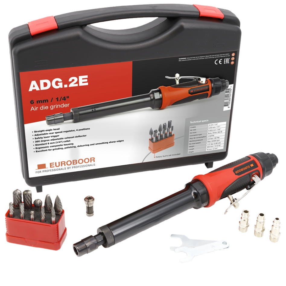 Euroboor 30514100010004 ADG.2E-SET Air Angle Grinder Set extended model + 10 cutters