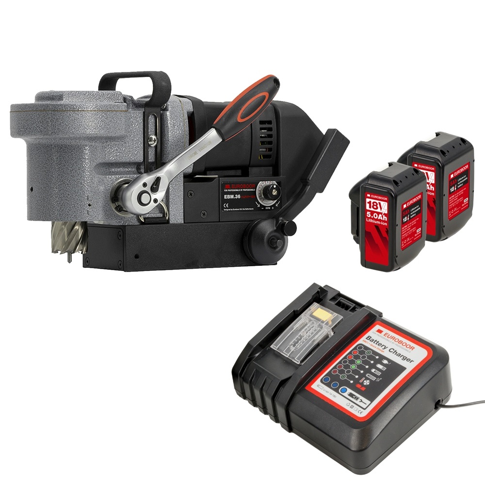 Euroboor 30511036009004 Battery magnetic core drill Ø36 mm 18 V incl. 2x 5Ah and charger in box