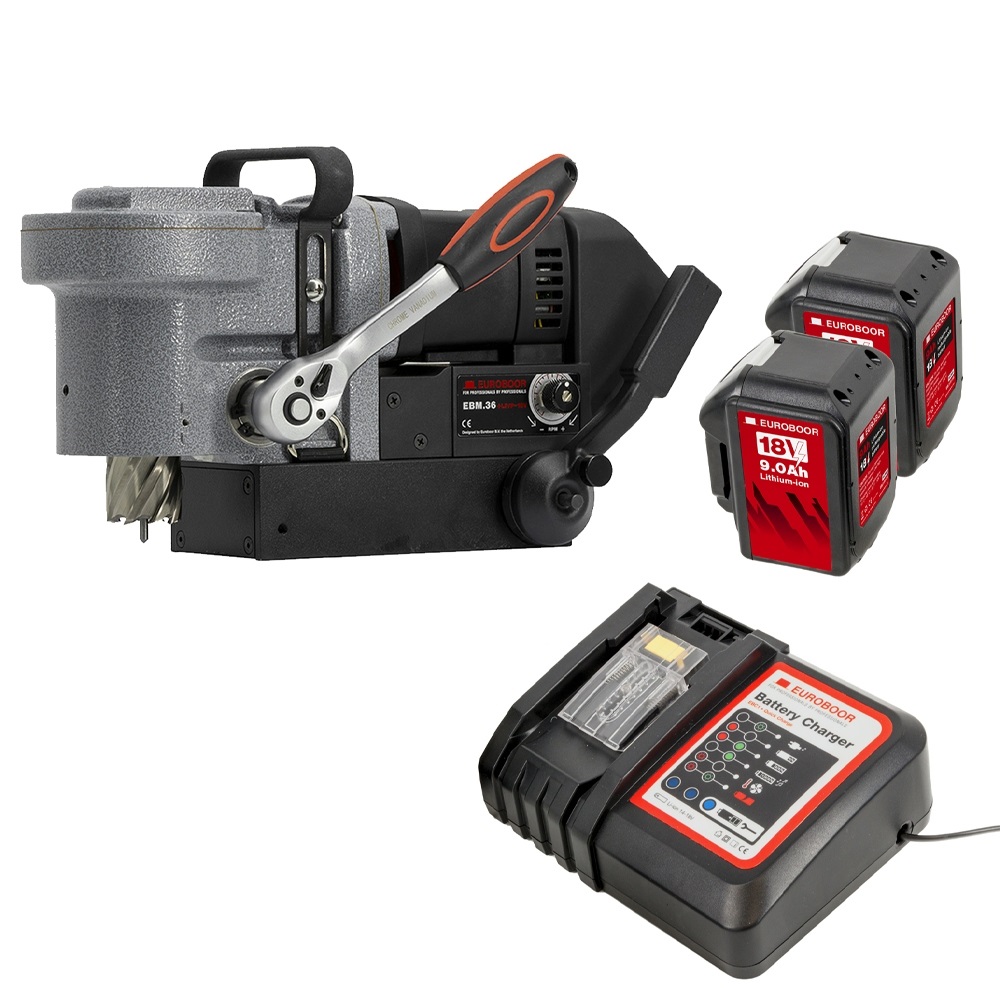 Euroboor 30511036010004 EBM.36+LP/P-18V Accu magnetic core drill Ø36 mm 18 V incl. 2x 9Ah and charger in case