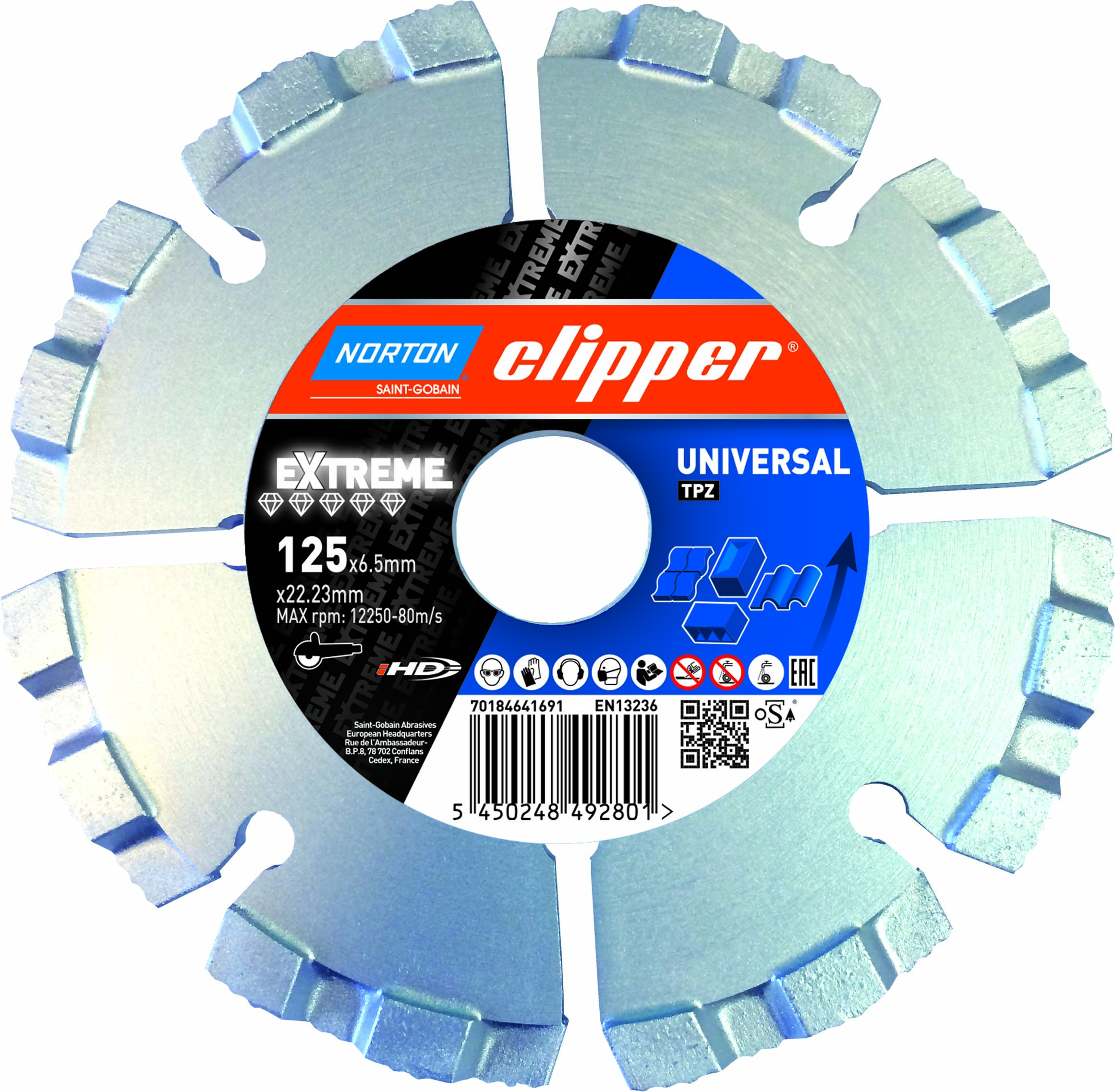 Norton Clipper 70184641691 Extreme Universal TP-Z Jointing saw blade 125 x 22.23 mm