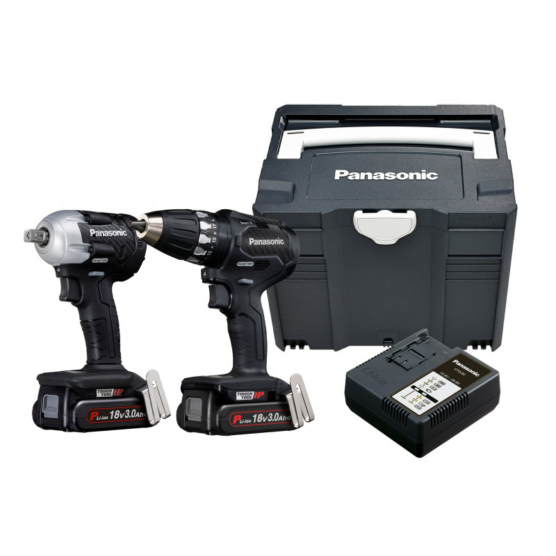 Panasonic EYC232PN2G Combo Set Cordless Drill EY74A3 and Impact Wrench EY75A8 18 Volts 3.0 Ah Li-ion in Systainer
