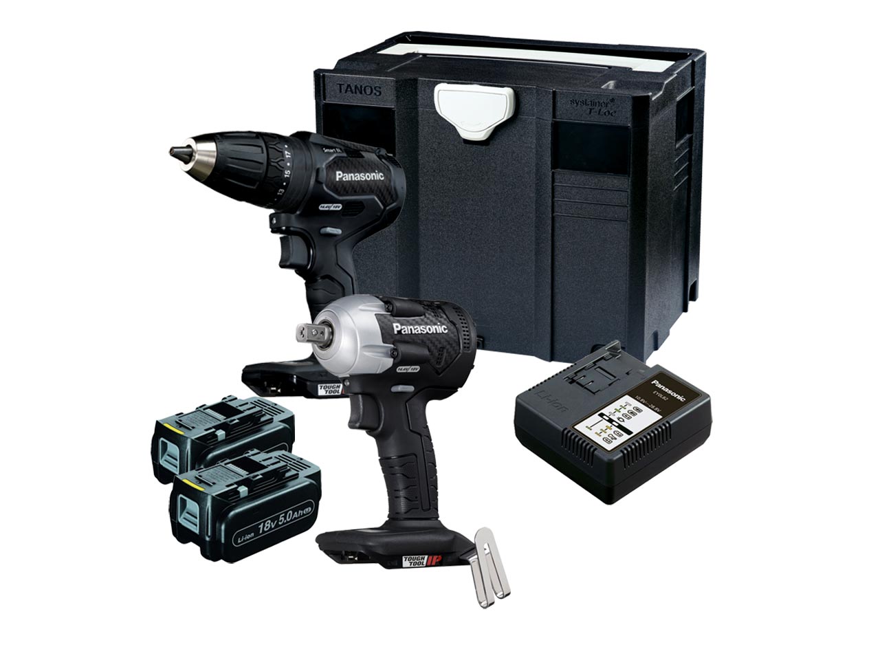 Panasonic EYC242LJ2G Combo set Cordless Drill EY79A3 and Impact Wrench EY75A8 18 Volt 5.0 Ah Li-ion in systainer