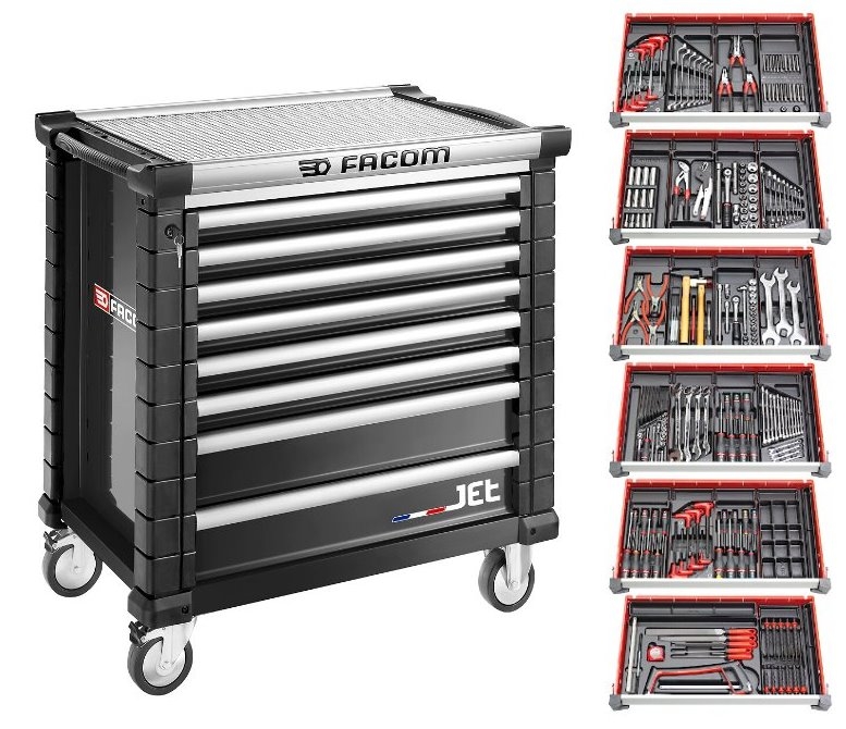 Facom JETCM215GBNL Tool Cart Filled 215-Piece Black