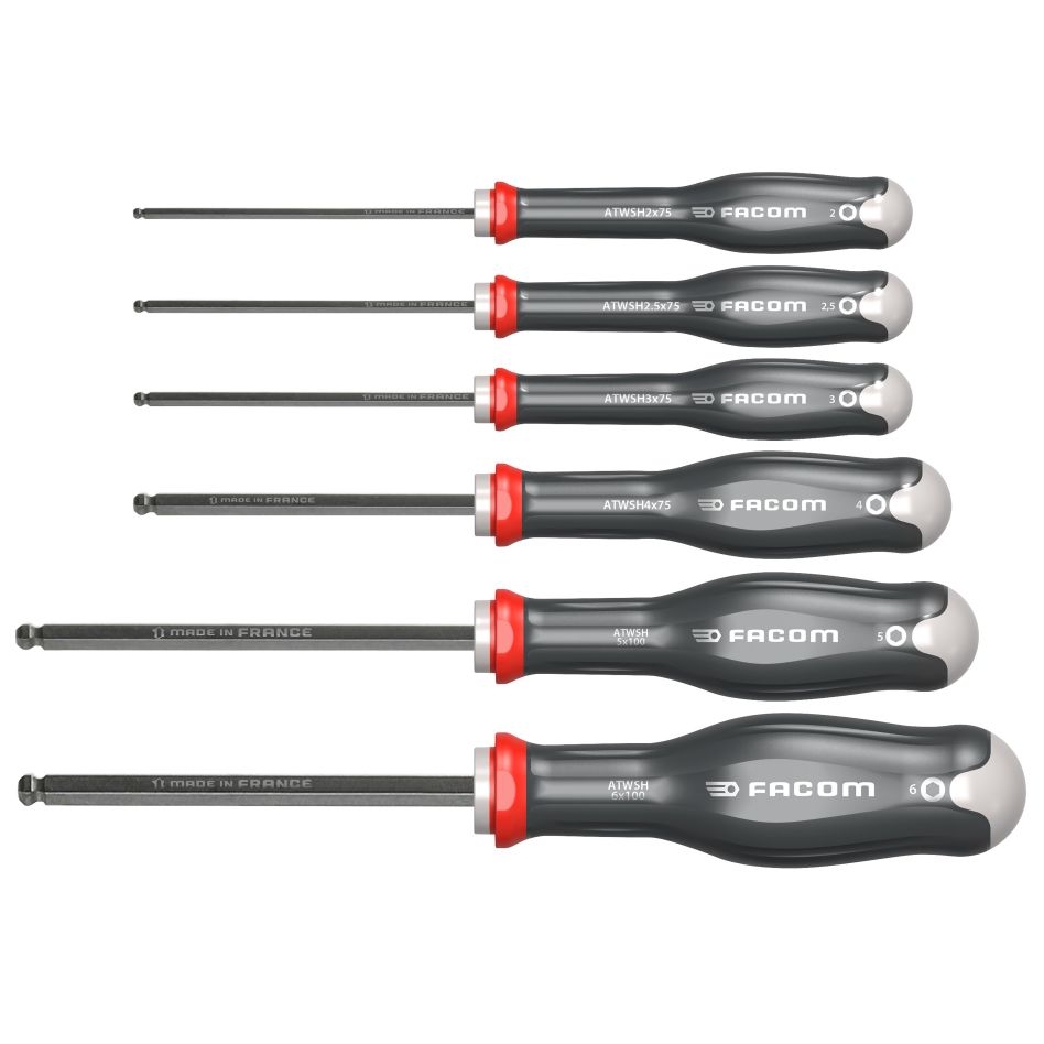 Facom ATWSH.JT6 Allen key set 6-sided with ball head PROTWIST® 6-Piece